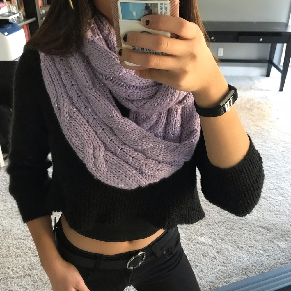 New York & Company purple knit infinity scarf